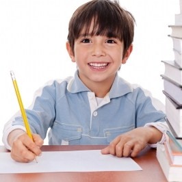 Boy and books